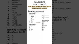 Cambridge book 17 Test1 IELTS reading answers THE DEVELOPMENT OF THE LONDON UNDERGROUND RAILWAY [upl. by Nnayr223]