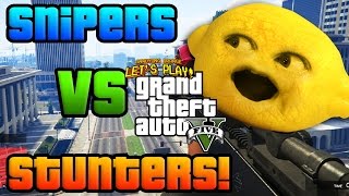 Grandpa Lemon Plays  GTA V SNIPERS vs STUNTERS [upl. by Arahsit]