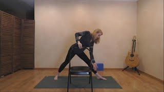 1144 Letting Go Yoga for the eyes and Moon Salutations with a Chair [upl. by Eitra]