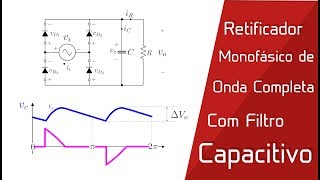 Retificador Monofásico de Onda Completa Com Filtro Capacitivo [upl. by Anaibib810]