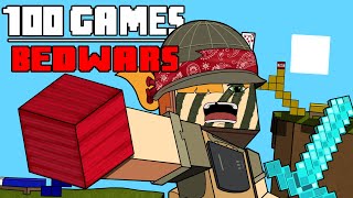 100 Games  Minecraft Bedwars [upl. by Dnalwor353]