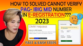 HOW TO SOLVE CANNOT VERIFY PAG IBIG MID NUMBER IN EREGISTRATION 2023 [upl. by Ennaylloh]