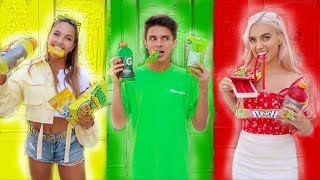 EATING ONLY ONE COLORED FOOD FOR 24 HOURS  Brent Rivera [upl. by Emelin]