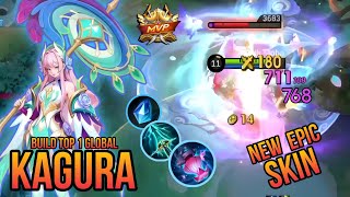 Kagura Gameplay  Top Global Build Kagura  New skin Kagura  Jeds Blossoms MLBB [upl. by Ellerred785]