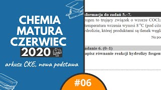 HYDROLIZA FOSGENU  Matura Chemia CKE 2020 MajCzerwiec  Zadanie 6 [upl. by Dihsar]