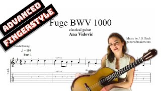 Ana Vidović  Fuge BWV 1000 TAB  classical guitar tabs PDF  Guitar Pro [upl. by Ekusuy]