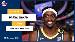 PASCAL SIAKAM 14 PTS vs NYK 10 Nov 2425 IND Highlights [upl. by Jimmy]