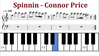 Spinnin  Connor Price  Piano Sheet Music amp Tutorial  Rap Instrumental Loop [upl. by Eirrok]