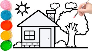 HOW TO DRAW A HOUSE EASY  Drawing House form Shapes [upl. by Darren]