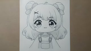 How to draw cute anime girl step by step  How to draw anime characters  Easy drawing tutorial [upl. by Schaaff]