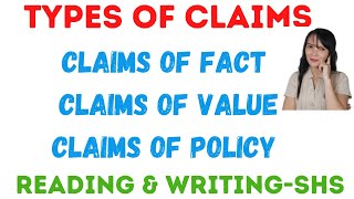 Types of claims in argument  Reading and writing [upl. by Atiekal]