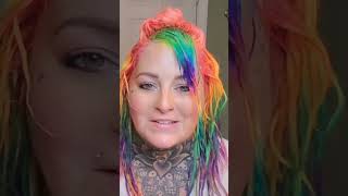 Hairdresser Reacts To Rainbow Hair Color That Also Glow 🤯 [upl. by Dorothee]