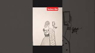 How to draw beautiful girl in traditional dress with dupatta  pencil drawing girlshorts trending [upl. by Johst]