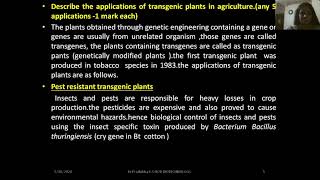 Applications of Transgenic plants in agriculture [upl. by Norse]