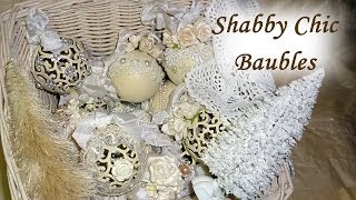 DIY Altered Shabby Chic  Vintage Christmas Baubles  Balls Tree Decoration [upl. by Ragen]