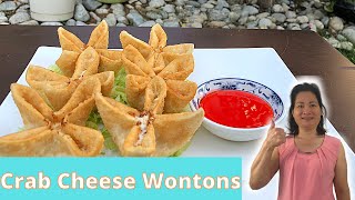 Crab Meat and Cheese WONTONSRANGOONS Recipe  How to Make Cream Cheese Wontons [upl. by Pharaoh876]