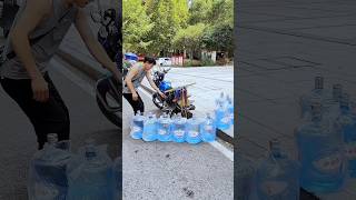 Ten water cans were kept in one bike 😲 shortvideo [upl. by Oaoj]