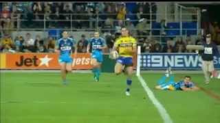 Jarryd Hayne 100m try against titans [upl. by Sabian]