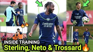 STERLING NETO amp TROSSARD SPOTTED AT ARSENAL TRAINING COMPLEX MASSIVE TRANSFER HINT [upl. by Eadwine]