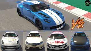 GTA 5  Top Speed Drag Race Ocelot Pariah vs Massacro Jester Elegy V12 Banshee etc [upl. by Trebeh]