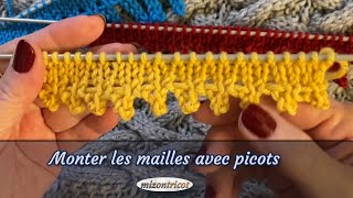 Tricot MONTER LES MAILLES AVEC PICOTS 🐑 [upl. by Chapel735]