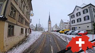 Scenic Drive in SWITZERLAND Appenzell to Widnau SnowampRain [upl. by Aiykan414]