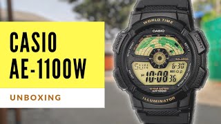 Casio ae1100w WORLD TIME UNBOXING SPORTS WATCH [upl. by Zachar125]