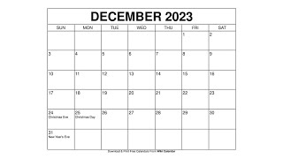 Printable December 2023 Calendar Templates With Holidays  Wiki Calendar [upl. by Terri]