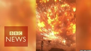 Tianjin explosion video captures fear of eyewitnesses  BBC News [upl. by Knarf561]