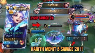 MENGERIKAN  HARITH MENIT 5 SAVAGE 2X  HARITH TOP 1 GLOBAL BUILD TERSAKIT 2024  MLBB [upl. by Standice275]