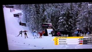 Petter Northug Jr KNUSER Marcus Hellner på OSLO 2011 VM i STAFETT [upl. by Yznyl780]