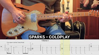 Sparks Coldplay Cover • Guitar Tab • Tutorial • Lesson [upl. by Arihsat]