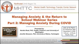 Part 2 Anxiety amp School  Managing Anxiety During COVID [upl. by Lauhsoj]