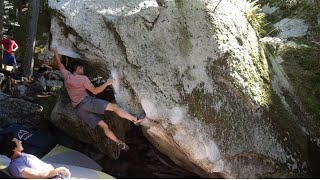 Squamish Bouldering Worm World Cave V9 [upl. by Lemmuela148]