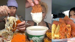 1 hour tiktok mukbang compilation part98 chipotle tacos wingstop and more [upl. by Dreda]