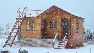 Winter Camp in a Wooden House  Snowstorm  Relaxing Camp Video  ASMR [upl. by Lluj600]