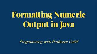 Number Formatting in Java [upl. by Chaddie46]