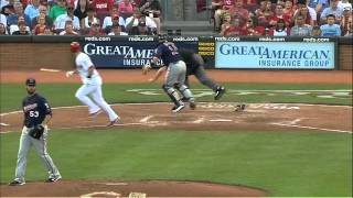 20120622 Umpire gets hit by a bat [upl. by Eradis]