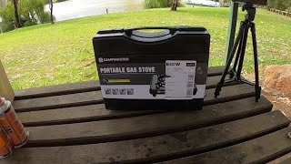 Campmaster portable gas stove review  part 1  uncut  camping  Aussie girl can cook [upl. by Ezarras]