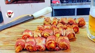 Como Fazer Espetinho de Frango e Bacon Churrasco Perfeito [upl. by Marinelli828]