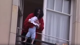 Michael Jackson dangles his baby over a hotel balcony [upl. by Ahgiela797]