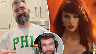 Travis Kelce Playfully Teases Jason Kelce Over Accidental Taylor Swift Pun on quotNew Heightsquot Podcast [upl. by Fronnia593]