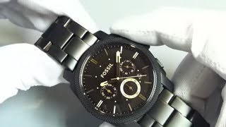 Mens Black Fossil Machine Chronograph Watch FS4682 [upl. by Nilerual355]