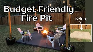 Budget Friendly Fire Pit with String Lights  DIY String Light Planters  DIY Backyard [upl. by Anaitsirc914]