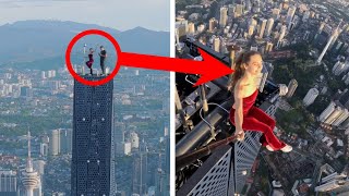 This Russian Couple took a Dangerous Selfie at The Worlds Second Tallest Building merdeka118 [upl. by Engapmahc]