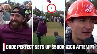 Dude Perfect NAILS Pat McAfees Kicking Contest to set up 500k kick attempt 🎯  College GameDay [upl. by Marigolda]