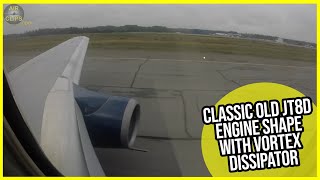 Classic old JT8D ENgine Shape with Vortex Dissipator B737200 Takeoff AirClips [upl. by Demona974]