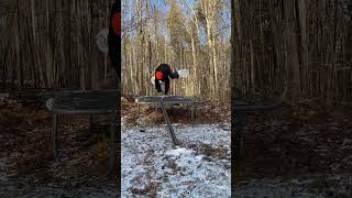 Snowboarder Accidentally Falls Off While Bouncing on Trampoline  1480718 [upl. by Polish483]