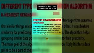 Exploring Random Forest Classification Algorithm shorts [upl. by Stanford80]