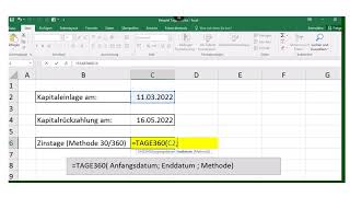 Excelfunktion Tage360 [upl. by Skardol]